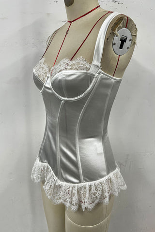 Elegant Lace Trim Corset Top
