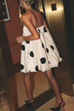 Polka Dot Strapless Casual Dress