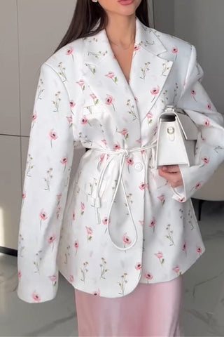 Floral Belted Blazer Jacket