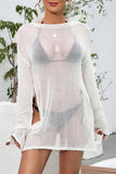 Sheer Drawstring Mesh Cover-Up Top