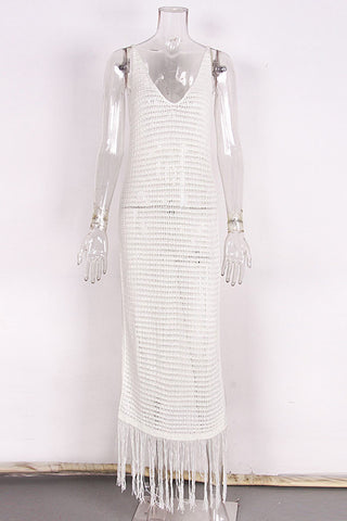 Crochet Fringe Cover-Up Dress