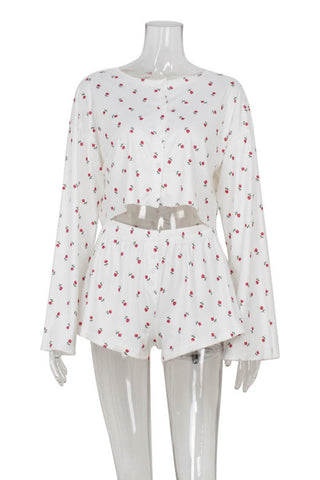 Floral Print Cutout Short Set