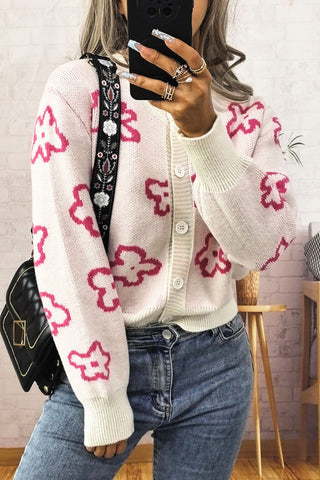 Floral Pattern Button Cardigan
