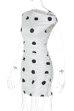 Polka Dot Ruched Casual Mini Dress