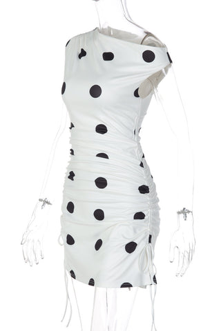 Polka Dot Ruched Casual Mini Dress