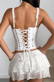 Lace-Trim Corset Tank Top