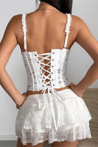Lace-Trim Corset Tank Top