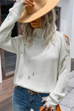 Distressed High Neck Sweater