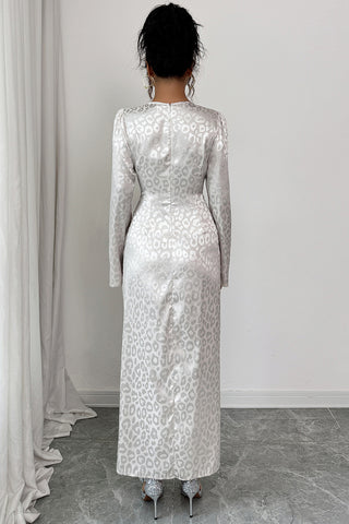 Elegant Long Sleeve Leopard Dress