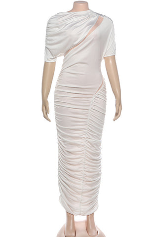 One-Shoulder Ruched Casual Dress