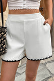 Textured Casual Shorts with Contrast Trim