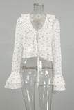 Floral Ruffle Tie-Front Blouse