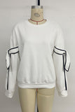 Bow-Accent Striped Sleeve Sweatshirt