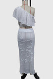 One-Shoulder Knit Vacation Skirt Set