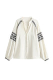 Patterned Sleeve Blouse