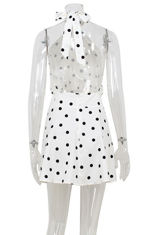 Polka Dot Halter Casual Dress