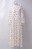 Heart-Patterned Long Sleeve Maxi Dress