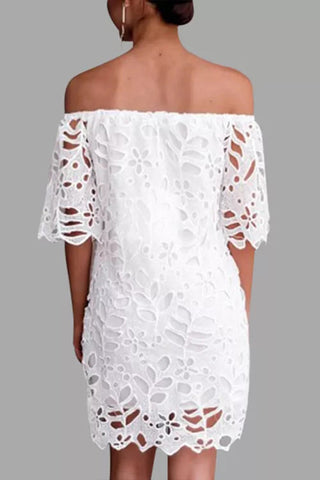 Off-Shoulder Lace Casual Dress