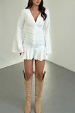 Button-Front Casual Dress with Flared Hem