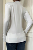 Button-Up V-Neck Long Sleeve Top