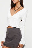 V-Neck Long Sleeve Peplum Blouse