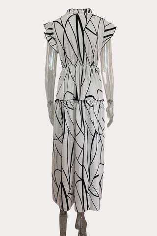 V-Neck Ruffle Sleeve Casual Dress