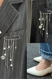 Chic Safety Pin Chain Brooch