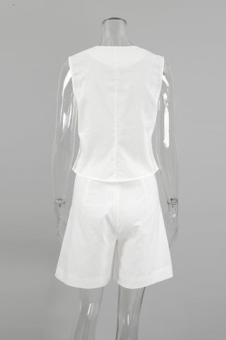 Sleeveless Button-Front Short Set