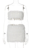 Faux Fur Mini Skirt Set