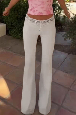 Lace Detail Flared Casual Pants