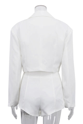 Buttoned Blazer and Shorts Set
