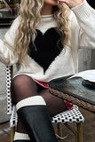 Heart-Patterned Relaxed Sweater