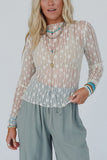 Lace Pattern Sheer Long Sleeve Top