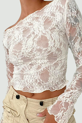 Elegant Lace One-Shoulder Top