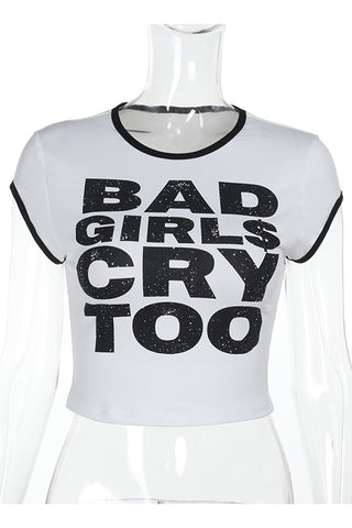 Graphic Crop T-Shirt with Bold Text