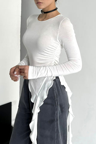 Stylish Long-Sleeve Draped Top