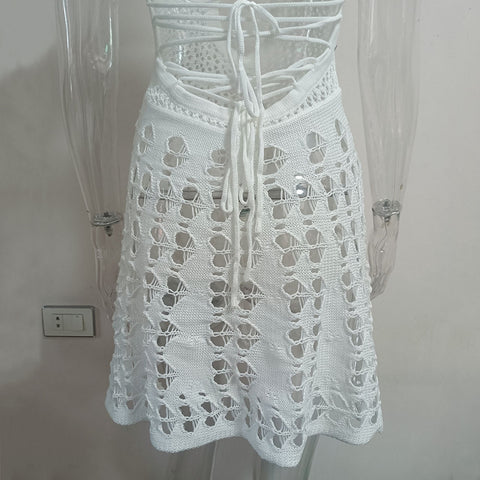 Halter Neck Crochet Casual Dress