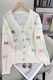 Buttoned Cardigan With Bow Accents