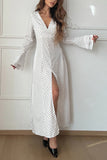 Polka Dot Maxi Dress with Front Slit