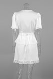 Elegant Lace Detailed Skirt Set