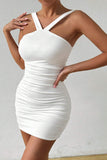 Double Strap Ruched Mini Dress