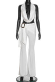 Halter-Neck Belted Pants Set