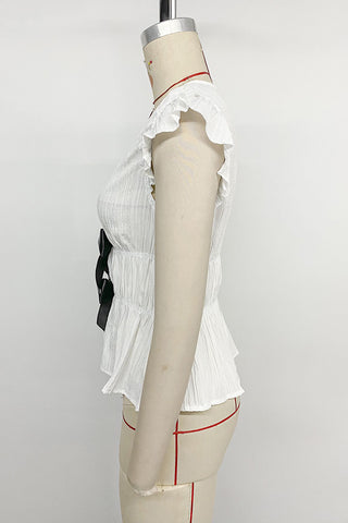 Ruffled Bow-Front Blouse