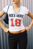 Graphic V-Neck Cropped T-Shirt