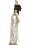 Off-Shoulder Draped Evening Gown