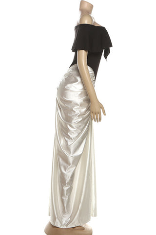 Off-Shoulder Draped Evening Gown
