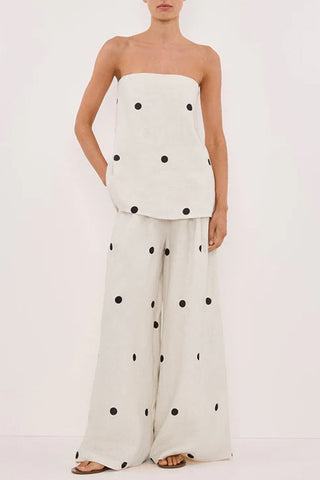 Polka Dot Strapless Pants Set