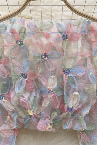 Floral Embellished Sheer Blouse