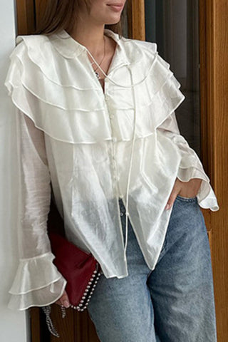 Ruffled Button-Front Blouse