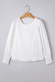 Eyelet Smocked Cuff Sheer Blouse